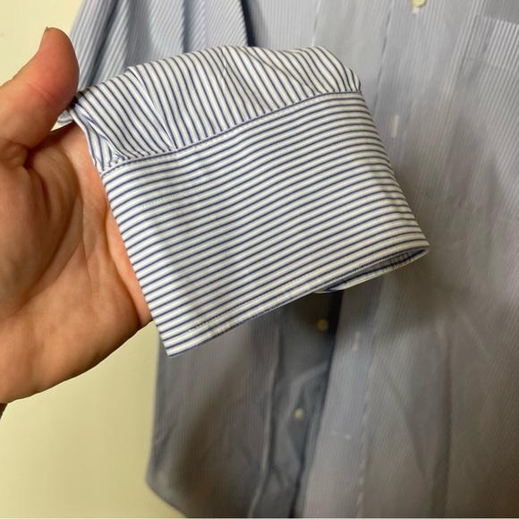 Ermenegildo Zegna blue stripe dress button down shirt sz 15.5 - Picture 5 of 7